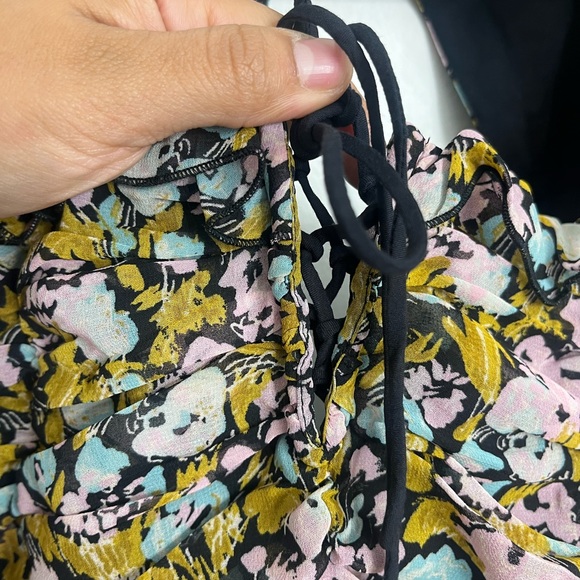 Free People Mabel floral printed ruffle blouse balloon sleeves size small - Picture 2 of 16